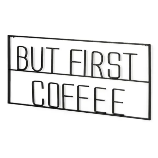 Wall Quotes & Signs-Kirkland's Home But First Coffee Metal Wall Plaque Black