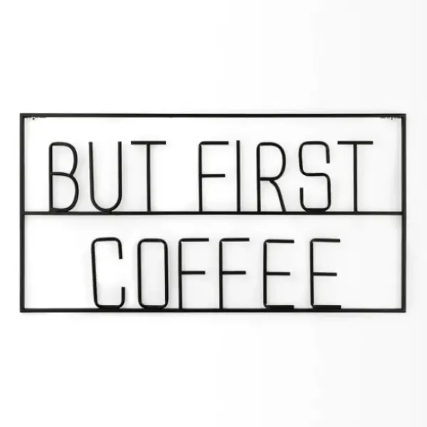 Wall Quotes & Signs-Kirkland's Home But First Coffee Metal Wall Plaque Black