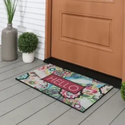 Doormats-Kirkland's Home Butterfly Blooms Doormat Blue/Pink