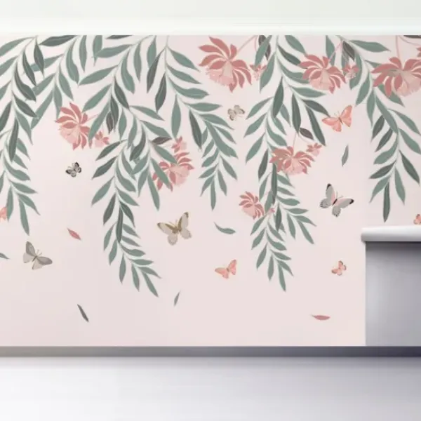 Wall Murals & Wall Decals-Kirkland's Home Butterfly Garden Peel And Stick Wall Mural Pink/Green