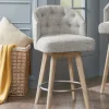 Bar Stools & Counter Height Stools-Kirkland's Home Button Tufted Back Swivel Counter Stool Gray