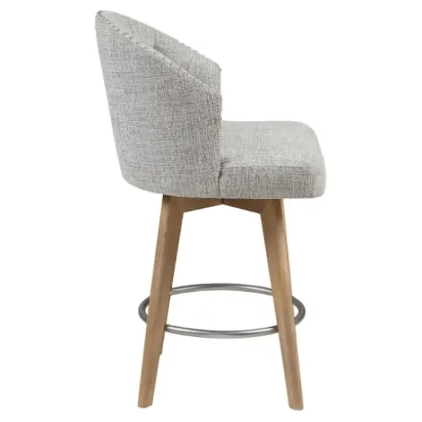 Bar Stools & Counter Height Stools-Kirkland's Home Button Tufted Back Swivel Counter Stool Gray
