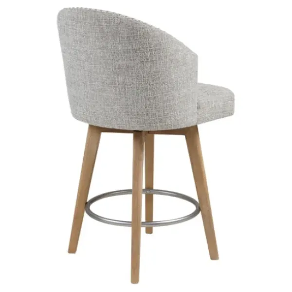 Bar Stools & Counter Height Stools-Kirkland's Home Button Tufted Back Swivel Counter Stool Gray
