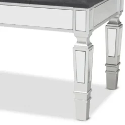 Benches & Ottomans-Kirkland's Home Button Tufted Bench With Mirrored Base Gray