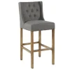 Bar Stools & Counter Height Stools-Kirkland's Home Button Tufted Kia Barstool Gray