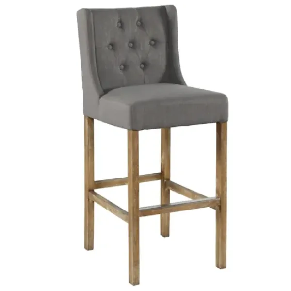 Bar Stools & Counter Height Stools-Kirkland's Home Button Tufted Kia Barstool Gray