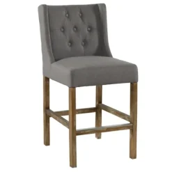 Bar Stools & Counter Height Stools-Kirkland's Home Button Tufted Kia Counter Stool Gray