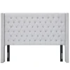 Beds & Headboards-Kirkland's Home Button Tufted Nailhead Trim Queen Headboard Gray