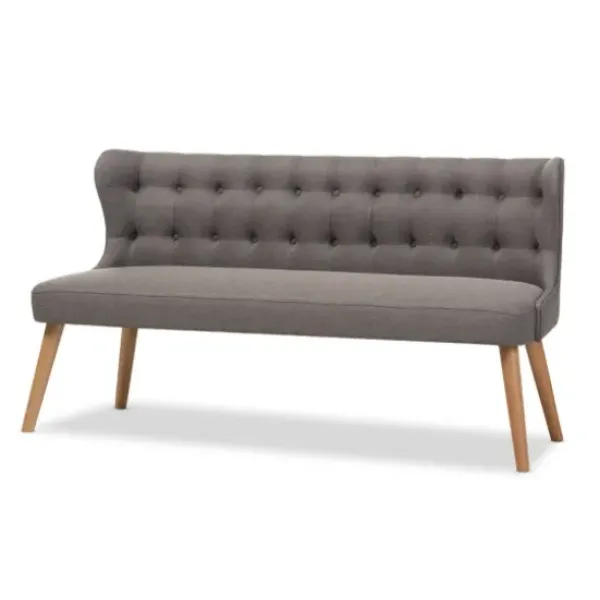 Sofas & Loveseats-Kirkland's Home Button Tufted Splayed Settee Gray