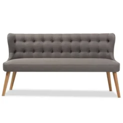 Sofas & Loveseats-Kirkland's Home Button Tufted Splayed Settee Gray