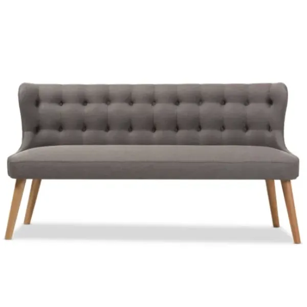 Sofas & Loveseats-Kirkland's Home Button Tufted Splayed Settee Gray