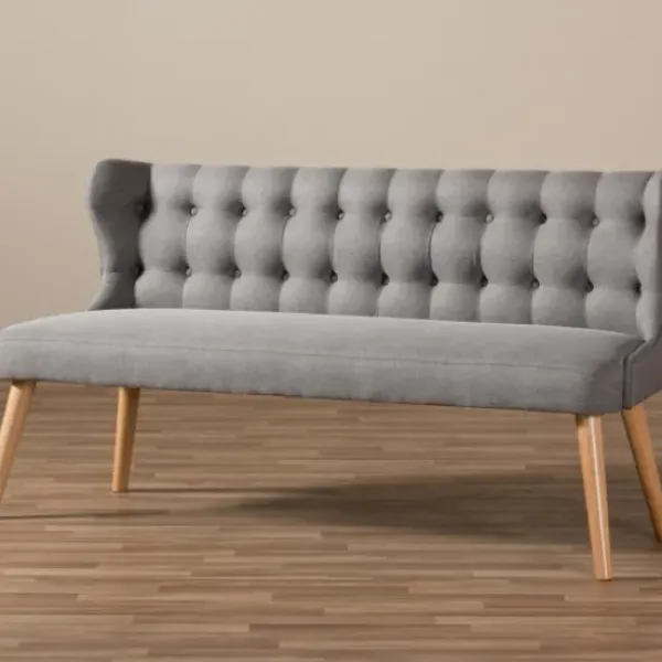 Sofas & Loveseats-Kirkland's Home Button Tufted Splayed Settee Gray