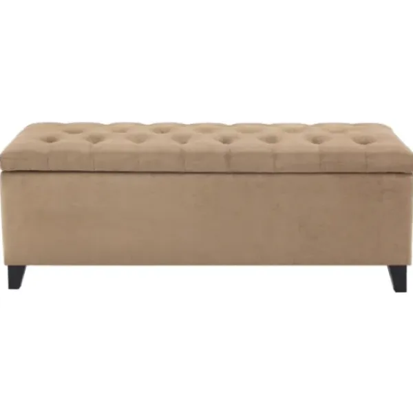 Benches & Ottomans-Kirkland's Home Button Tufted Storage Bench Brown