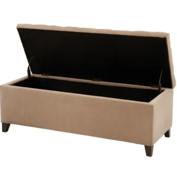 Benches & Ottomans-Kirkland's Home Button Tufted Storage Bench Brown