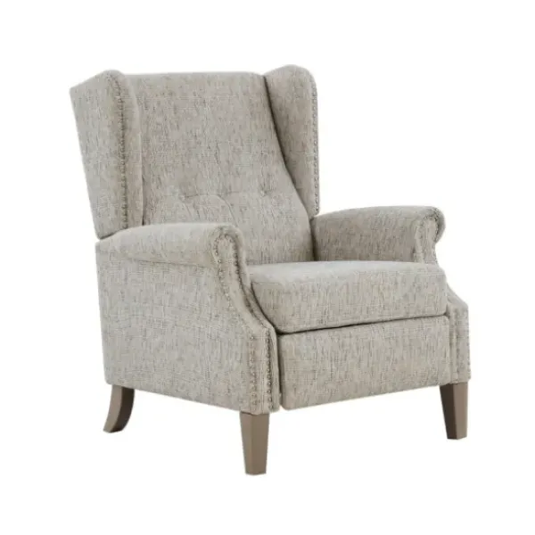 Accent Chairs-Kirkland's Home Button Tufted Upholstered Push Back Recliner Gray