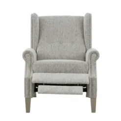 Accent Chairs-Kirkland's Home Button Tufted Upholstered Push Back Recliner Gray