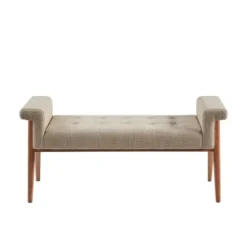 Benches & Ottomans-Kirkland's Home Button Tufted Wood Bench Tan