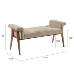 Benches & Ottomans-Kirkland's Home Button Tufted Wood Bench Tan