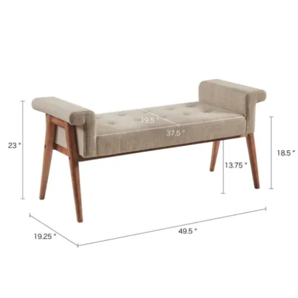 Benches & Ottomans-Kirkland's Home Button Tufted Wood Bench Tan