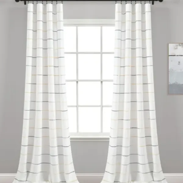 Curtains & Drapes-Kirkland's Home Buttons And Stripes Curtain Panel Set, 84 In. Gray
