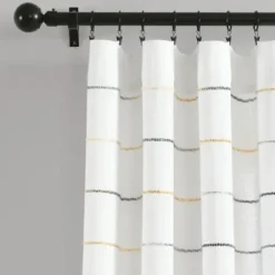Curtains & Drapes-Kirkland's Home Buttons And Stripes Curtain Panel Set, 84 In. Gray