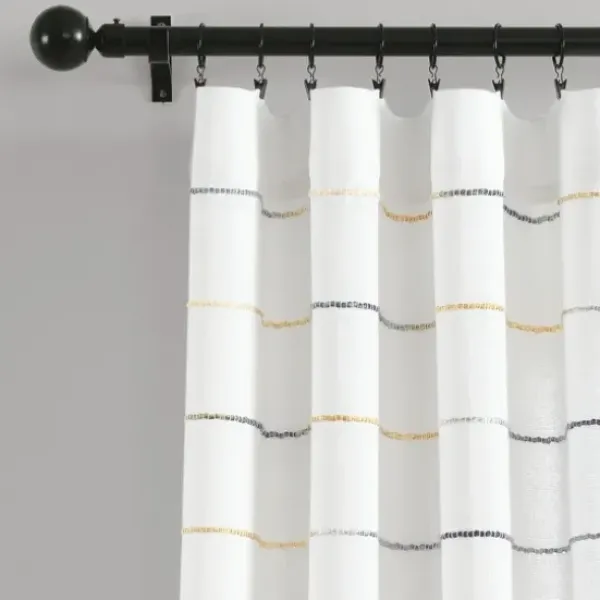 Curtains & Drapes-Kirkland's Home Buttons And Stripes Curtain Panel Set, 84 In. Gray