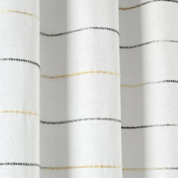 Curtains & Drapes-Kirkland's Home Buttons And Stripes Curtain Panel Set, 84 In. Gray
