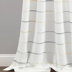 Curtains & Drapes-Kirkland's Home Buttons And Stripes Curtain Panel Set, 84 In. Gray