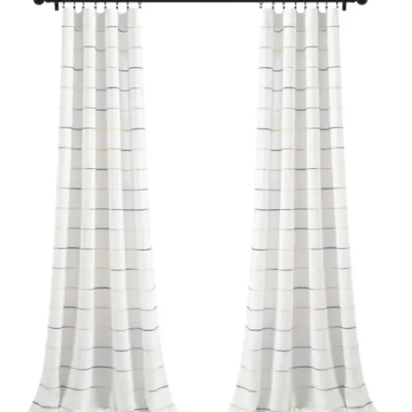 Curtains & Drapes-Kirkland's Home Buttons And Stripes Curtain Panel Set, 84 In. Gray