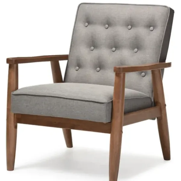 Accent Chairs-Kirkland's Home Button-Tufted Sawyer Accent Chair Gray