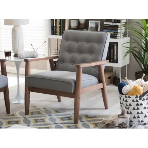 Accent Chairs-Kirkland's Home Button-Tufted Sawyer Accent Chair Gray