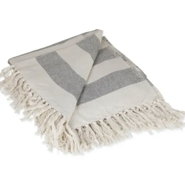 Blankets & Throws-Kirkland's Home Cabana Stripe Throw Gray