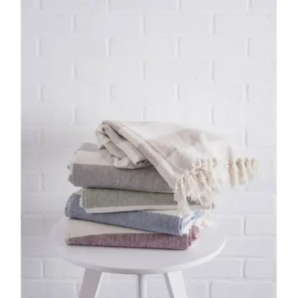 Blankets & Throws-Kirkland's Home Cabana Stripe Throw Gray