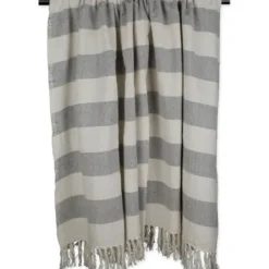 Blankets & Throws-Kirkland's Home Cabana Stripe Throw Gray