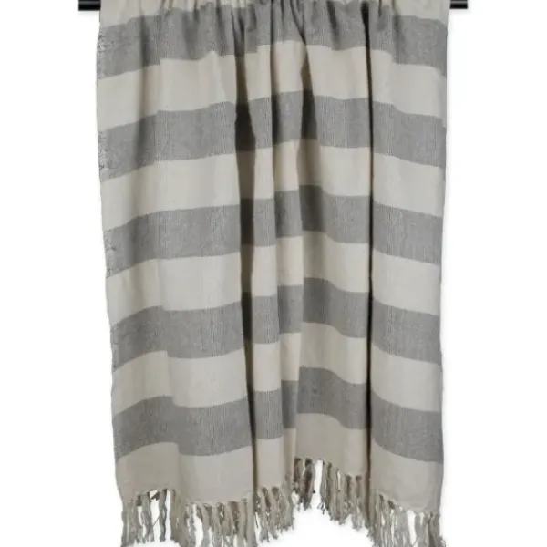 Blankets & Throws-Kirkland's Home Cabana Stripe Throw Gray