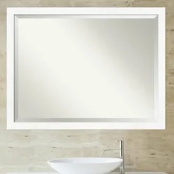 Decorative Mirrors-Kirkland's Home Cabinet White Narrow Frame Beveled Mirror