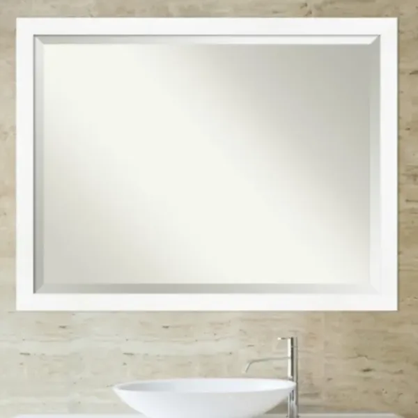 Decorative Mirrors-Kirkland's Home Cabinet White Narrow Frame Beveled Mirror