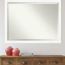 Decorative Mirrors-Kirkland's Home Cabinet White Narrow Frame Beveled Mirror