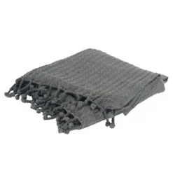 Blankets & Throws-Kirkland's Home Cable Knit Tassel Throw Gray