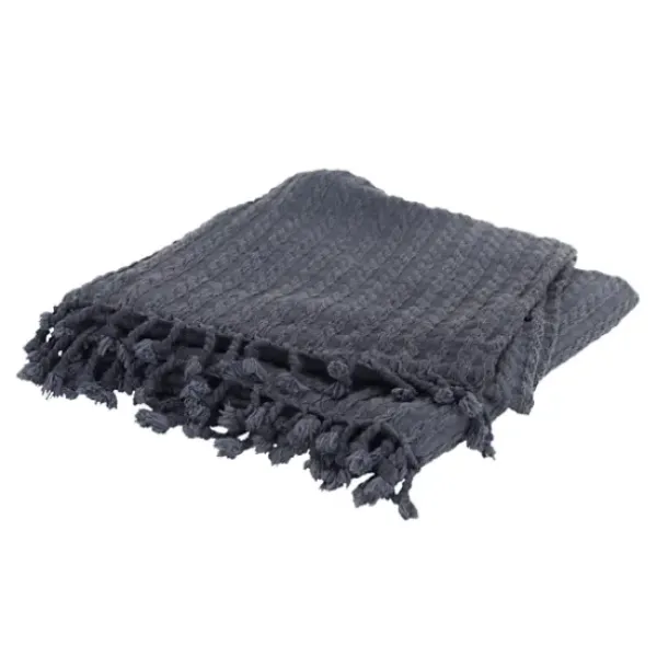 Blankets & Throws-Kirkland's Home Cable Knit Tassel Throw Blue