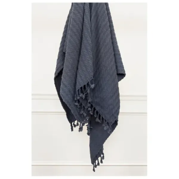 Blankets & Throws-Kirkland's Home Cable Knit Tassel Throw Blue