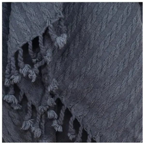 Blankets & Throws-Kirkland's Home Cable Knit Tassel Throw Blue