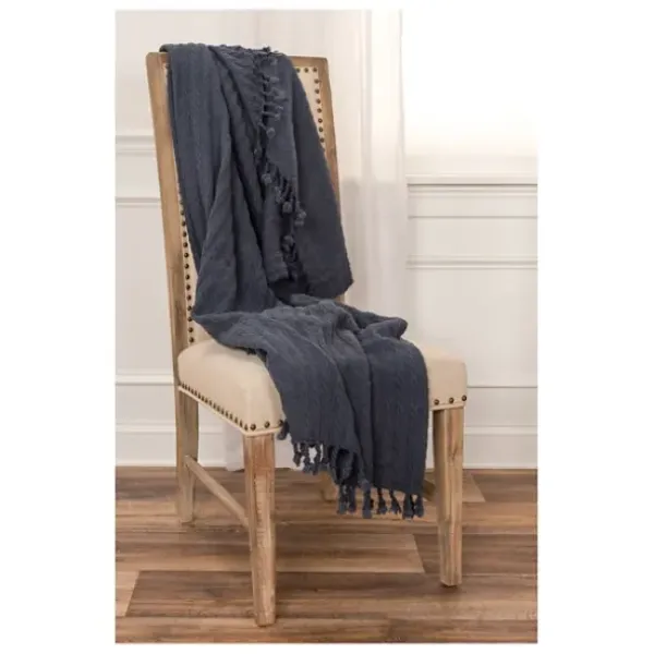 Blankets & Throws-Kirkland's Home Cable Knit Tassel Throw Blue