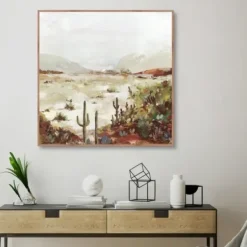 Framed Art-Kirkland's Home Cactus Canyon Western Framed Canvas Art White/Green/Brown