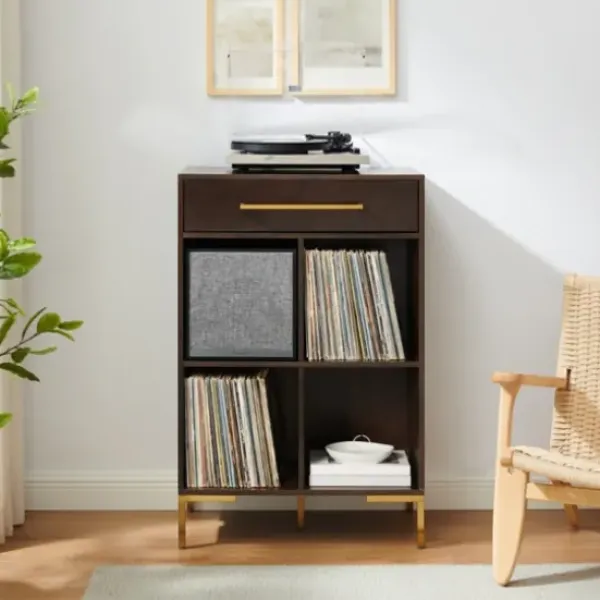 Bookshelves-Kirkland's Home Cadence Gold Record Storage Bookcase With Speaker