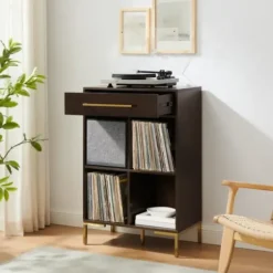 Bookshelves-Kirkland's Home Cadence Gold Record Storage Bookcase With Speaker