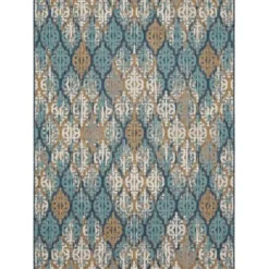 Outdoor Rugs-Kirkland's Home Cafe Geo Lattice Outdoor Area Rug, 4X7 Brown