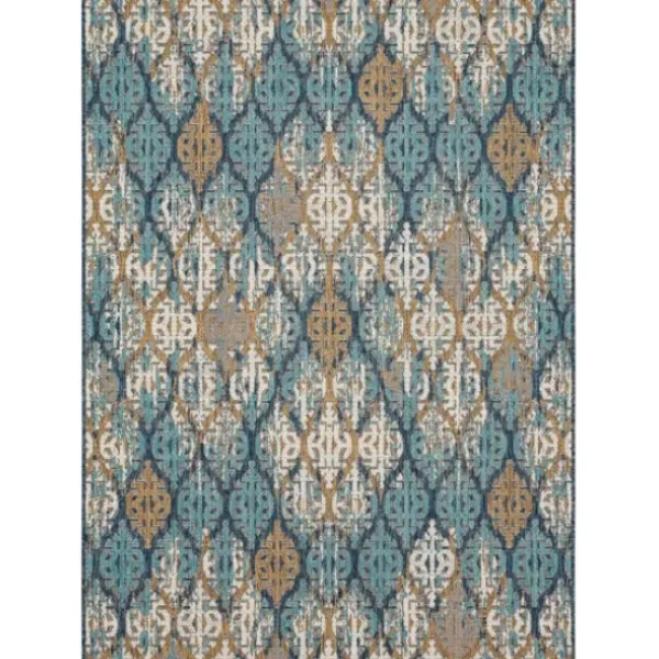 Outdoor Rugs-Kirkland's Home Cafe Geo Lattice Outdoor Area Rug, 4X7 Brown