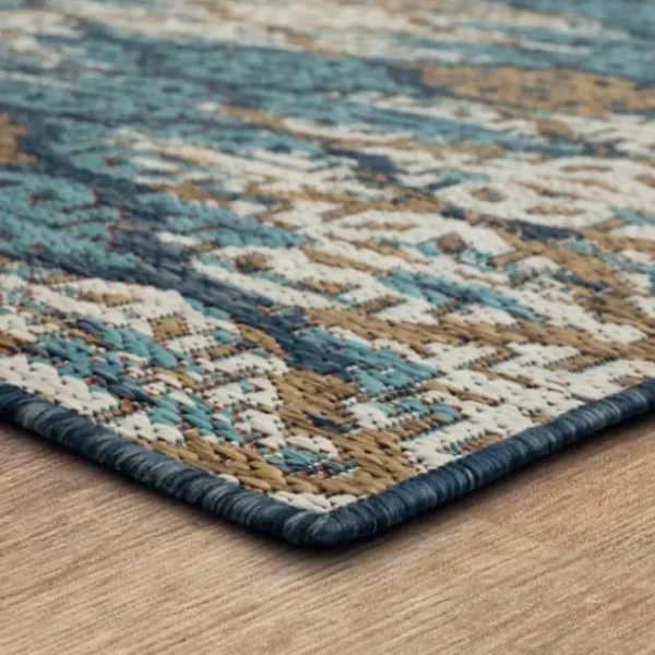 Outdoor Rugs-Kirkland's Home Cafe Geo Lattice Outdoor Area Rug, 4X7 Brown