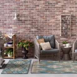 Outdoor Rugs-Kirkland's Home Cafe Geo Lattice Outdoor Area Rug, 4X7 Brown